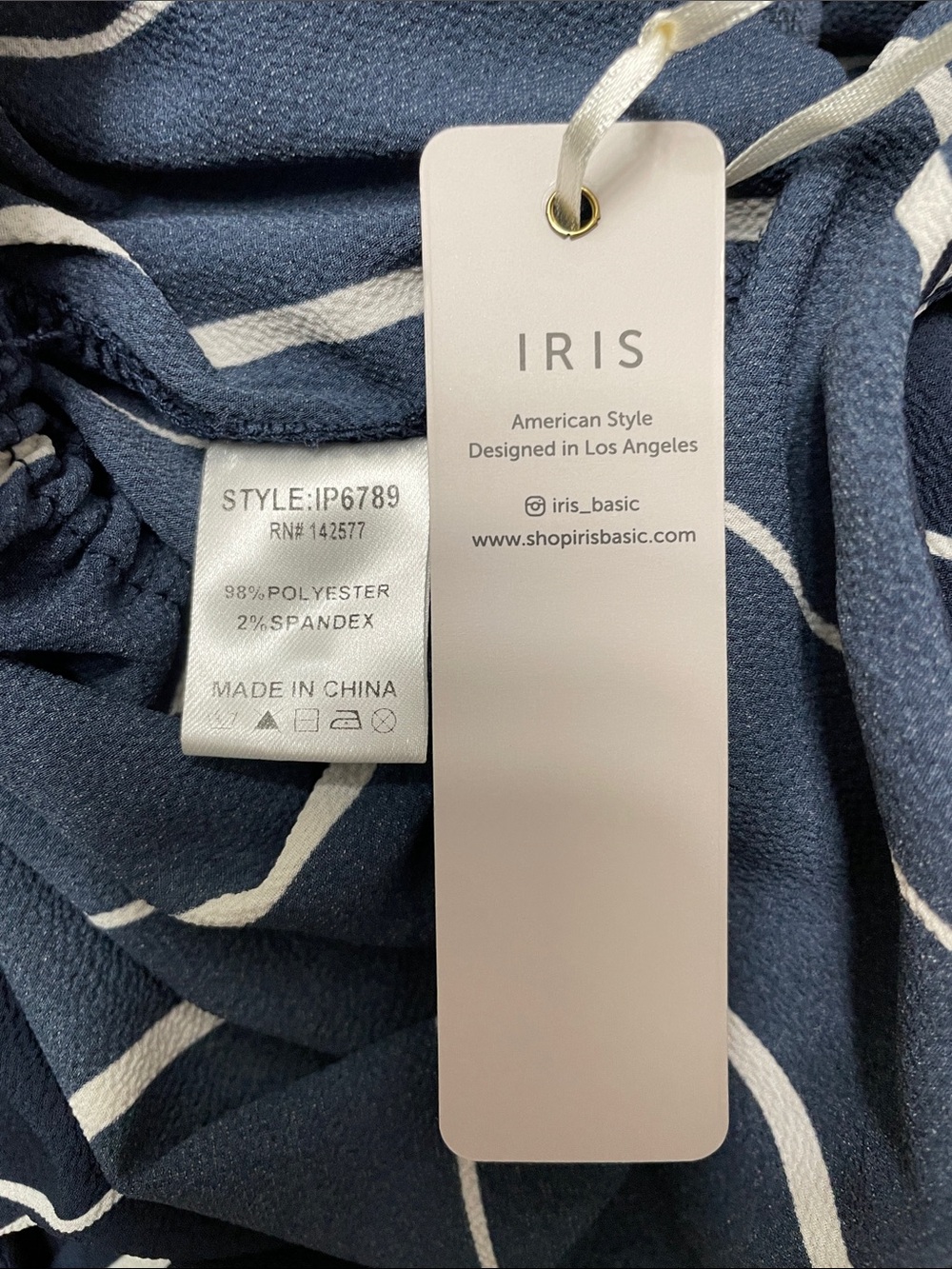 iris Navy and White Vertical-Striped Sleeveless Jumpsuit - Picture 4 of 7